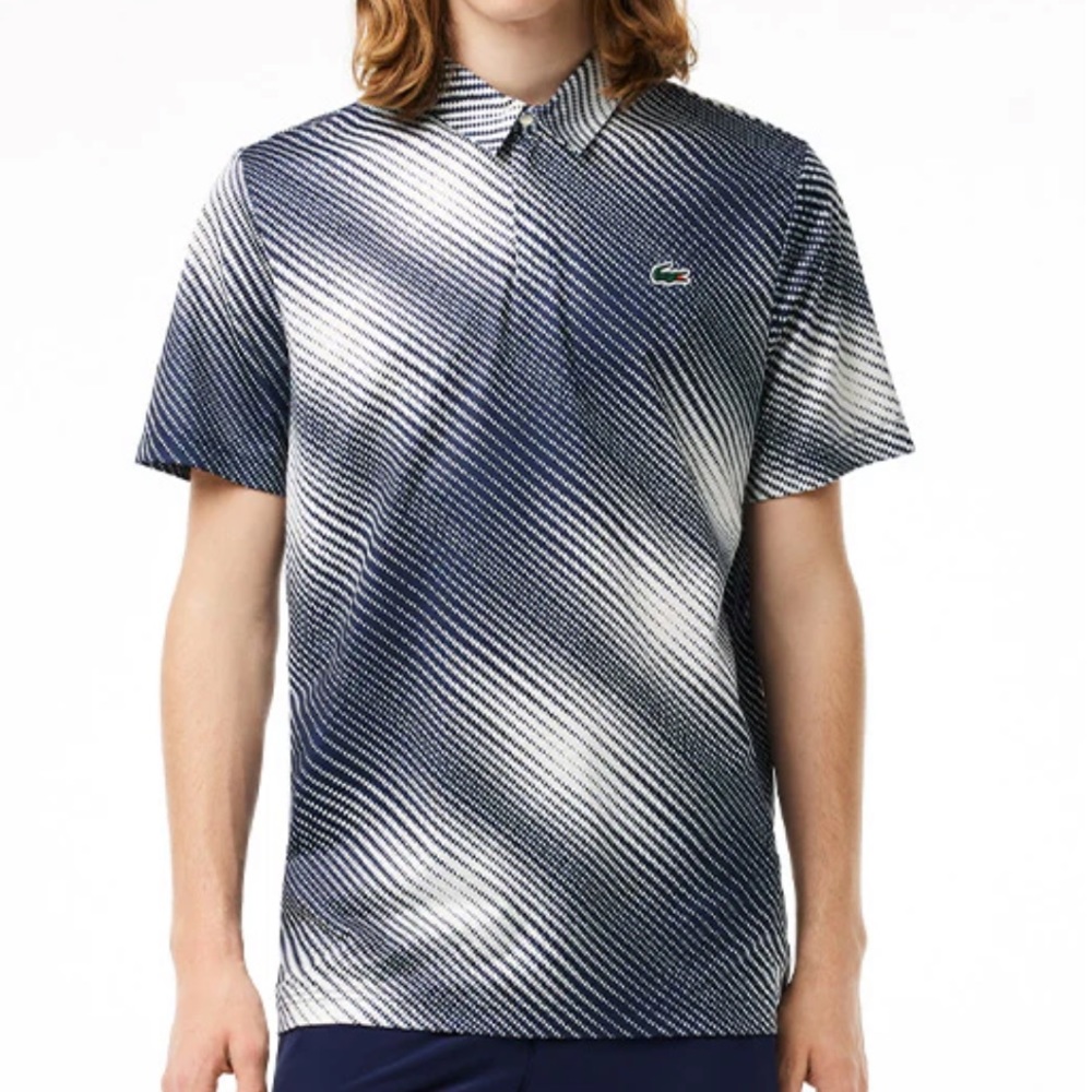 {Lacoste} Brand New Golf Printed Recycled Polyester Polo Shirt